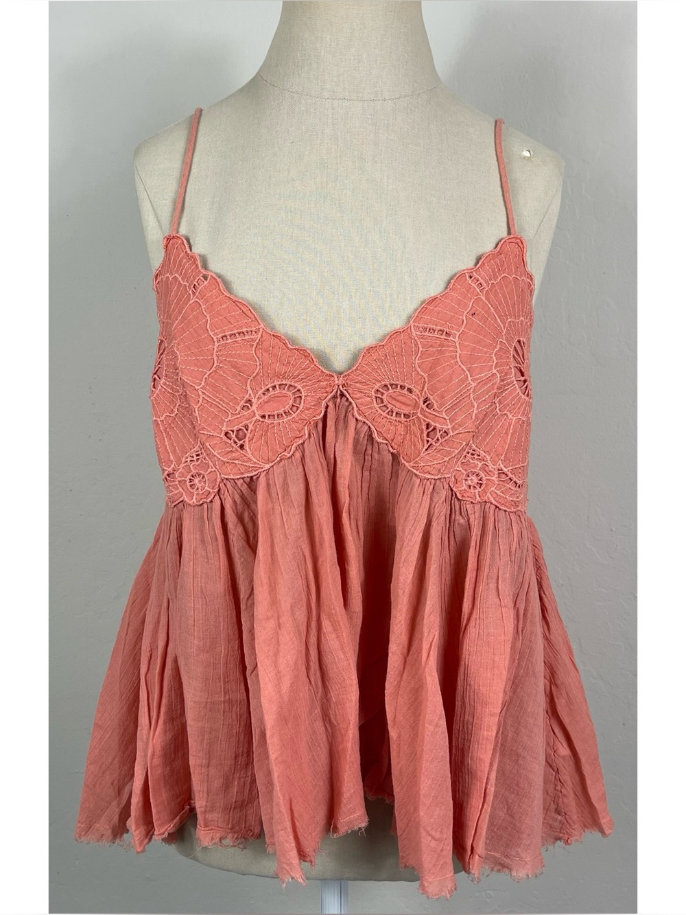 Free People Lightweight Pink Plunge Babydoll Tank Top